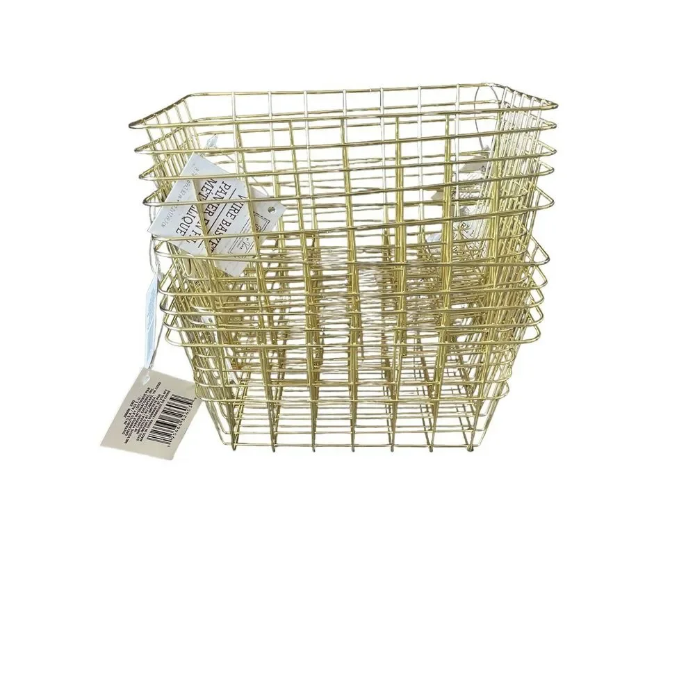 Birch & Vine Gold Wire Small Rectangular Organizer Storage Baskets Set 10 Office